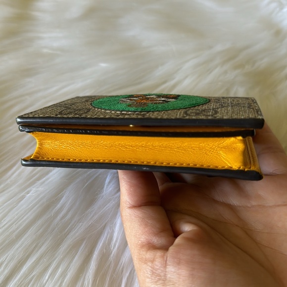 GUCCI GG Supreme Monogram Bosco Patch Card Case Wallet Beige Green - Picture 4 of 17